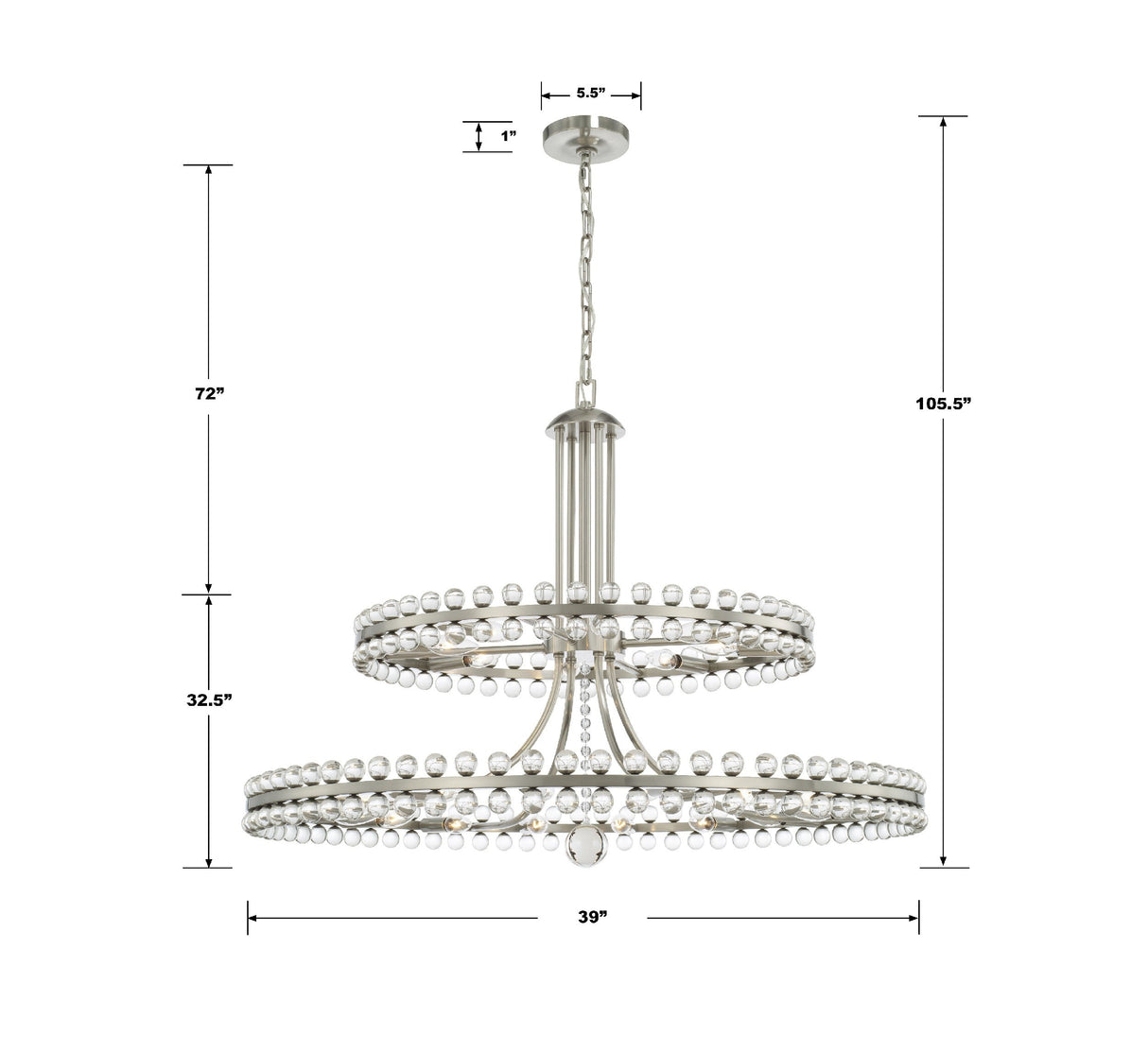 Clover 24 Light Aged Brass Two-tier Chandelier CLO-8890-AG
