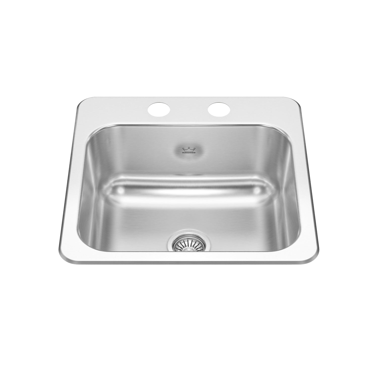 KINDRED CSLA1515-6-2CBN Creemore 15-in LR x 15-in FB x 6-in DP Drop In Single Bowl 2-Hole Stainless Steel Hospitality Sink In Commercial Satin Finish