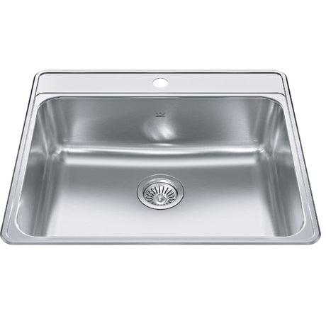 KINDRED CSLA2522-8-1CBN Creemore 25-in LR x 22-in FB x 8-in DP Drop In Single Bowl 1-Hole Stainless Steel Kitchen Sink In Commercial Satin Finish