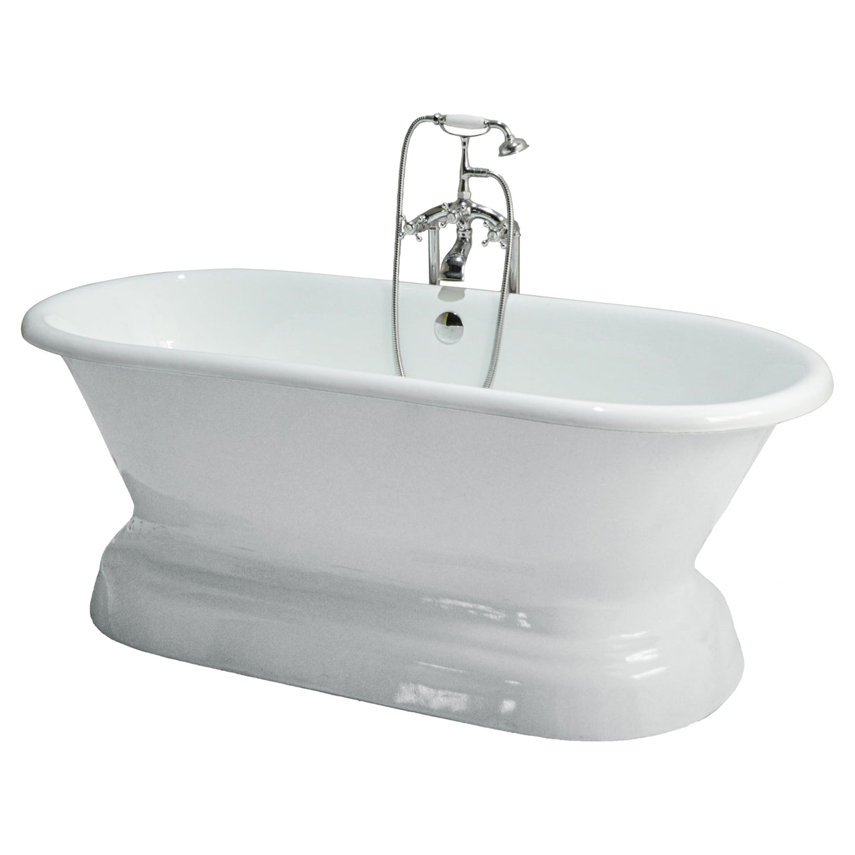 Duet 66" Cast Iron Double Roll Top Tub on Base