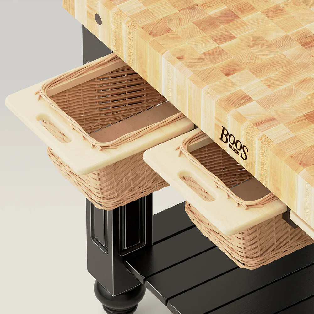 John Boos CU-GB4824-BK American Heritage Kitchen Island with Butcher Block Top Base Finish: Caviar Black