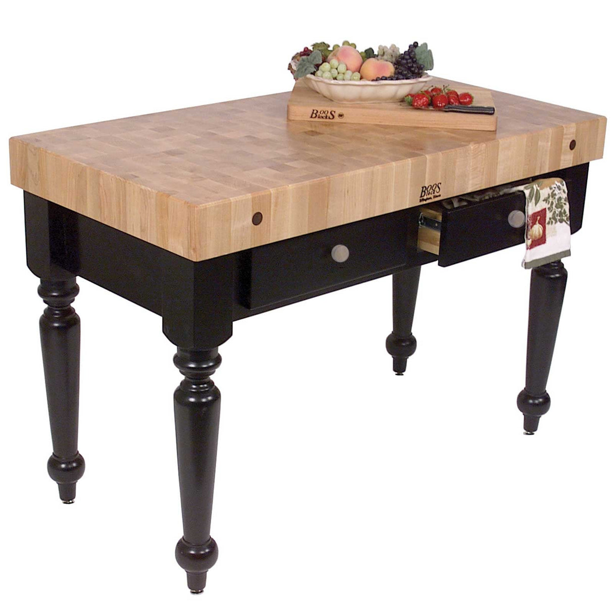 John Boos CUCR05-AL American Heritage Rustica Butcher Block Table Size/Shelf: 48" x 24", Finish: Alabaster White