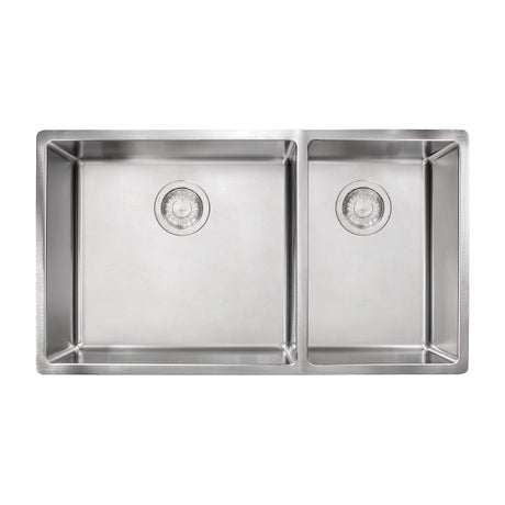FRANKE CUX160 Cube 31.5-in. x 17.7-in. 18 Gauge Stainless Steel Undermount Double Bowl Kitchen Sink - CUX160 In Pearl