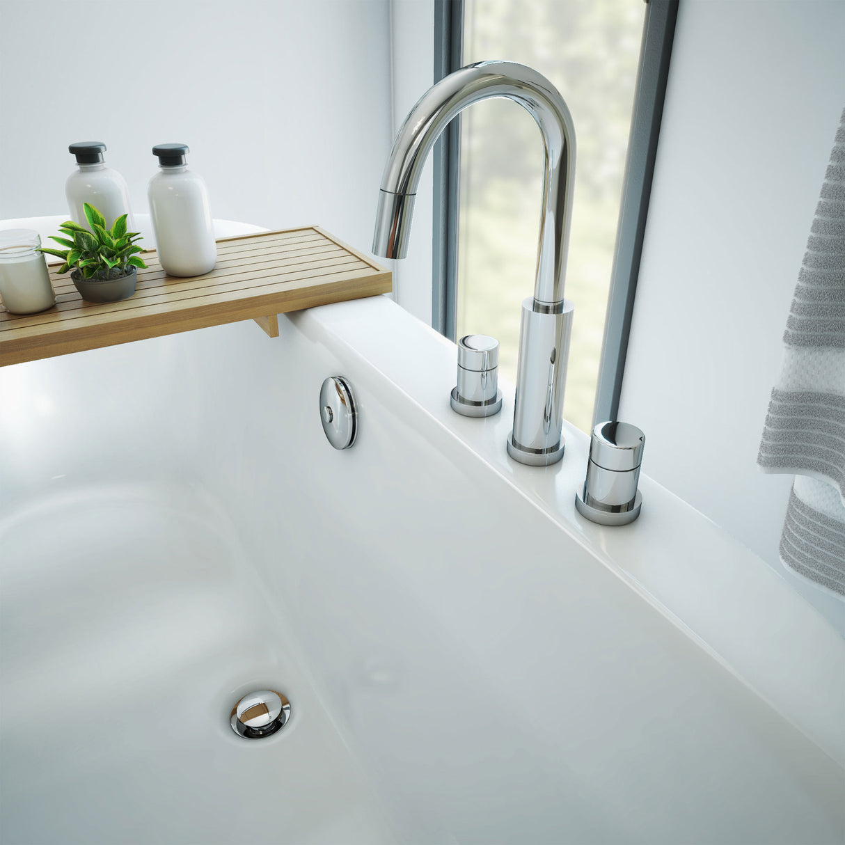 DreamLine Caribbean 66 in. L x 23 in. H White Acrylic Freestanding Bathtub