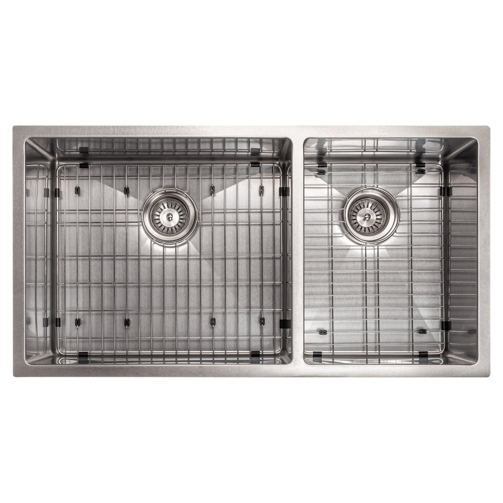 ZLINE Chamonix 36 in. Undermount Double Bowl Scratch Resistant Stainless Steel Kitchen Sink with Bottom Grid (SR60D-36S)