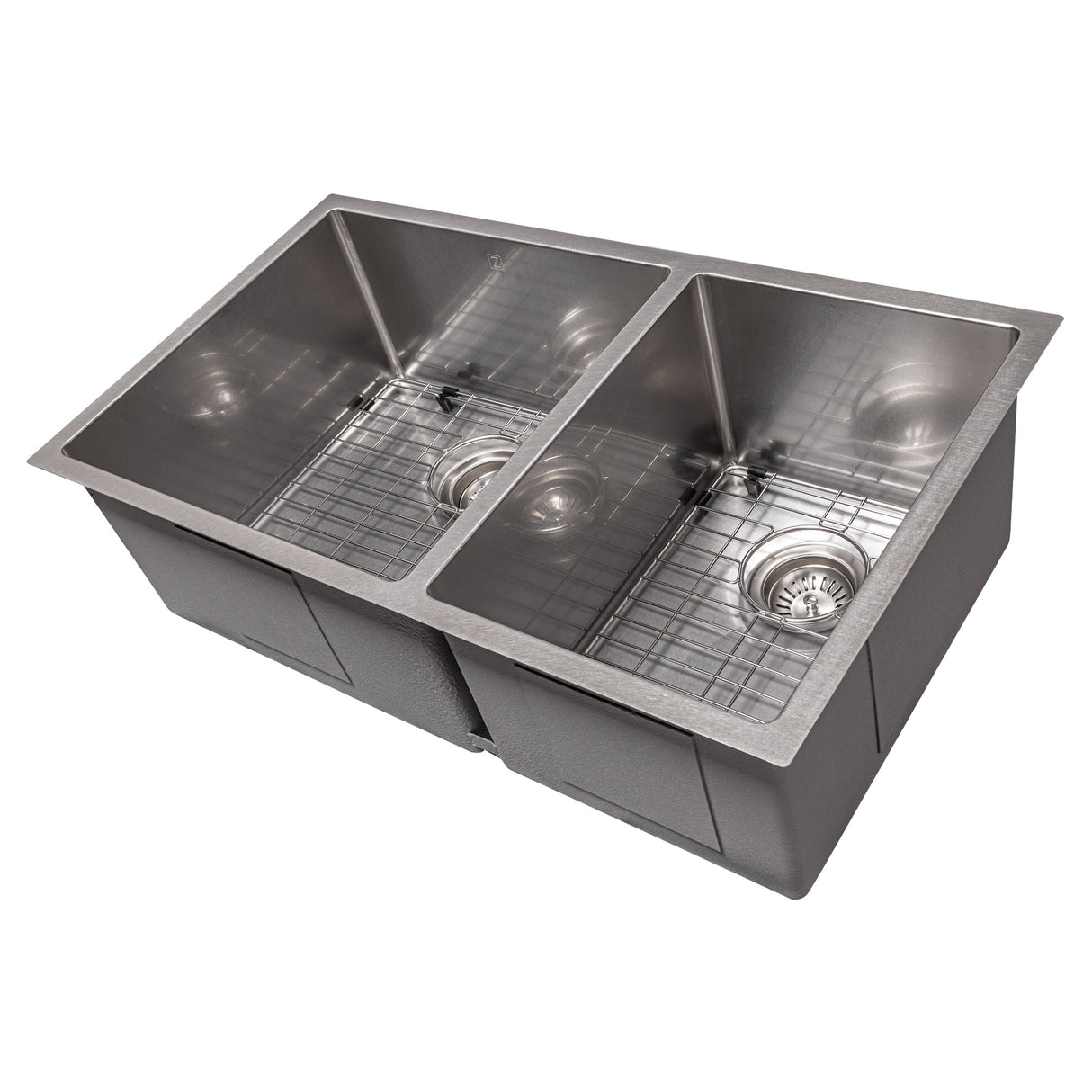 ZLINE 33 in. Chamonix Undermount Double Bowl Kitchen Sink with Bottom Grid (SR60D-33)-Kitchen Sinks-SR60D-33S ZLINE Kitchen and Bath