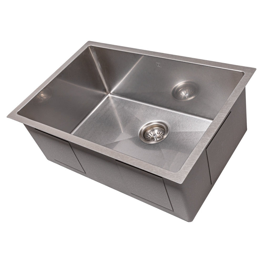 ZLINE Meribel 27 in. Undermount Single Bowl Scratch Resistant Stainless Steel Kitchen Sink with Bottom Grid (SRS-27S)