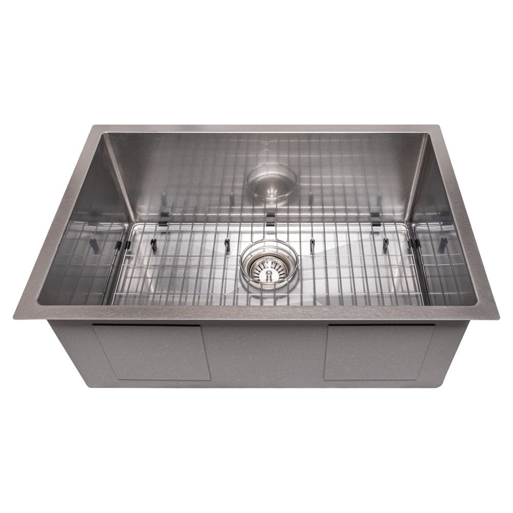 ZLINE Meribel 27 in. Undermount Single Bowl Scratch Resistant Stainless Steel Kitchen Sink with Bottom Grid (SRS-27S)
