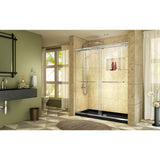 DreamLine Charisma 30 in. D x 60 in. W x 78 3/4 in. H Frameless Bypass Shower Door in Chrome with Center Drain Black Base