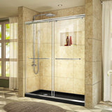 DreamLine Charisma 32 in. D x 60 in. W x 78 3/4 in. H Frameless Bypass Shower Door in Chrome with Left Drain Black Base