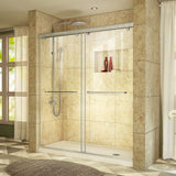 DreamLine Charisma 32 in. D x 60 in. W x 78 3/4 in. H Frameless Bypass Shower Door in Brushed Nickel with Right Drain Biscuit Base