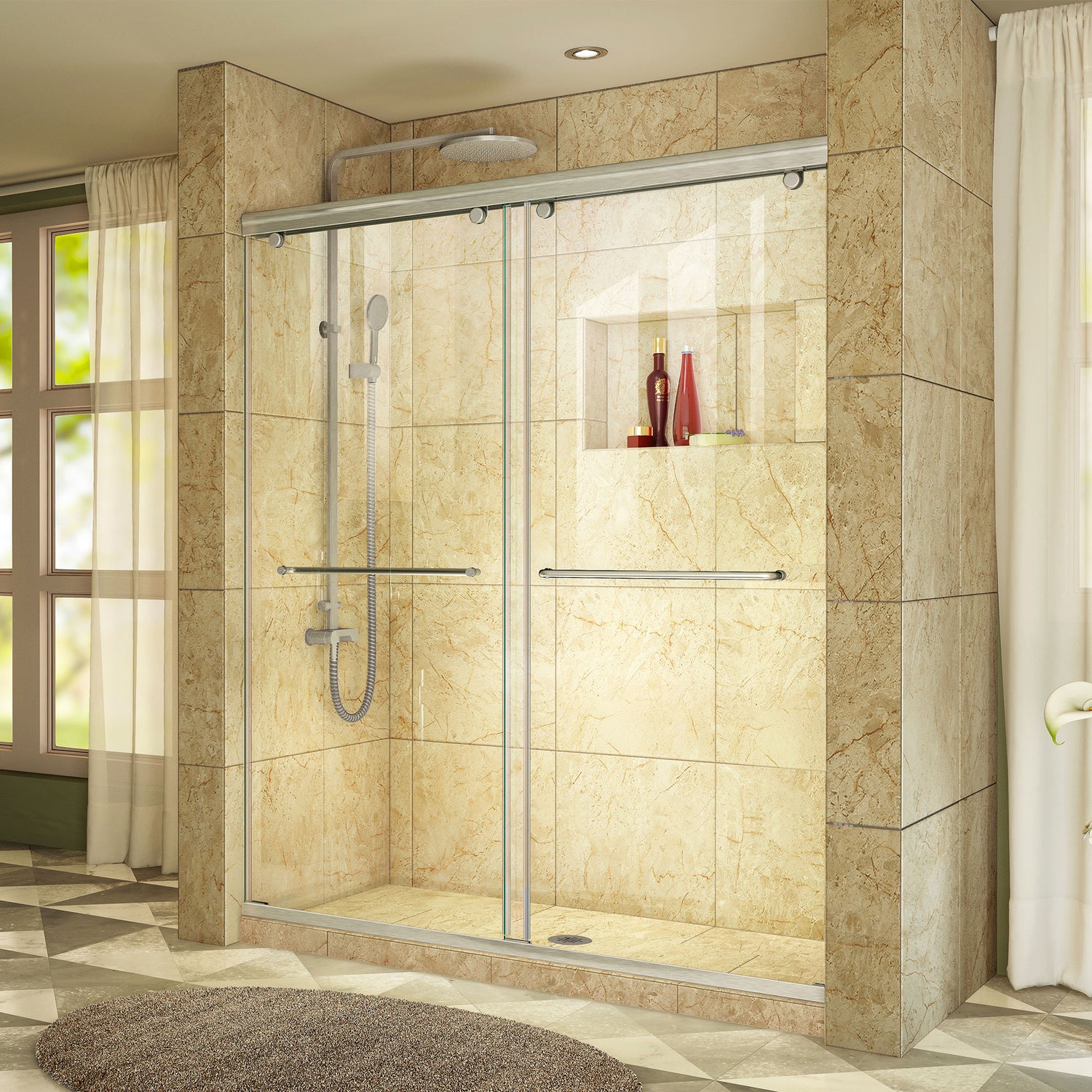 DreamLine Charisma 56-60 in. W x 76 in. H Frameless Bypass Sliding Shower Door in Brushed Nickel