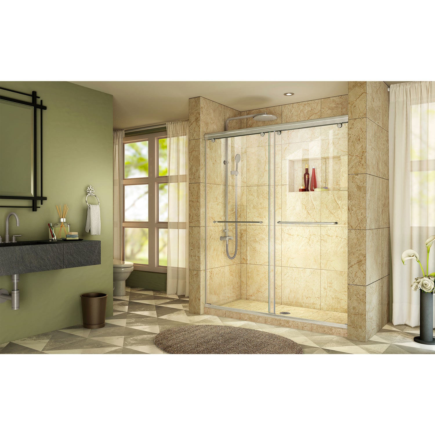 DreamLine Charisma 56-60 in. W x 76 in. H Frameless Bypass Sliding Shower Door in Chrome