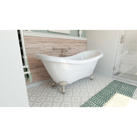 DreamLine Chesapeake 69 in. L x 31 in. H Acrylic Freestanding Bathtub with Brushed Nickel Finish