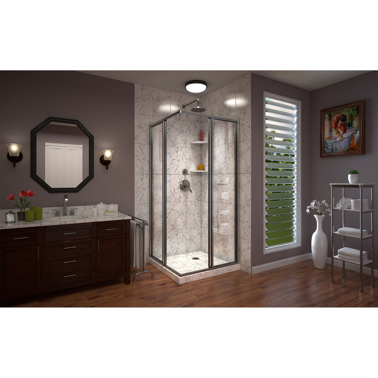 DreamLine Cornerview 34 1/2 in. D x 34 1/2 in. W x 72 in. H Framed Sliding Shower Enclosure in Brushed Nickel