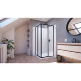 DreamLine Cornerview 36 in. D x 36 in. W x 78 3/4 in. H Sliding Shower Enclosure, Base, and White Wall Kit in Satin Black