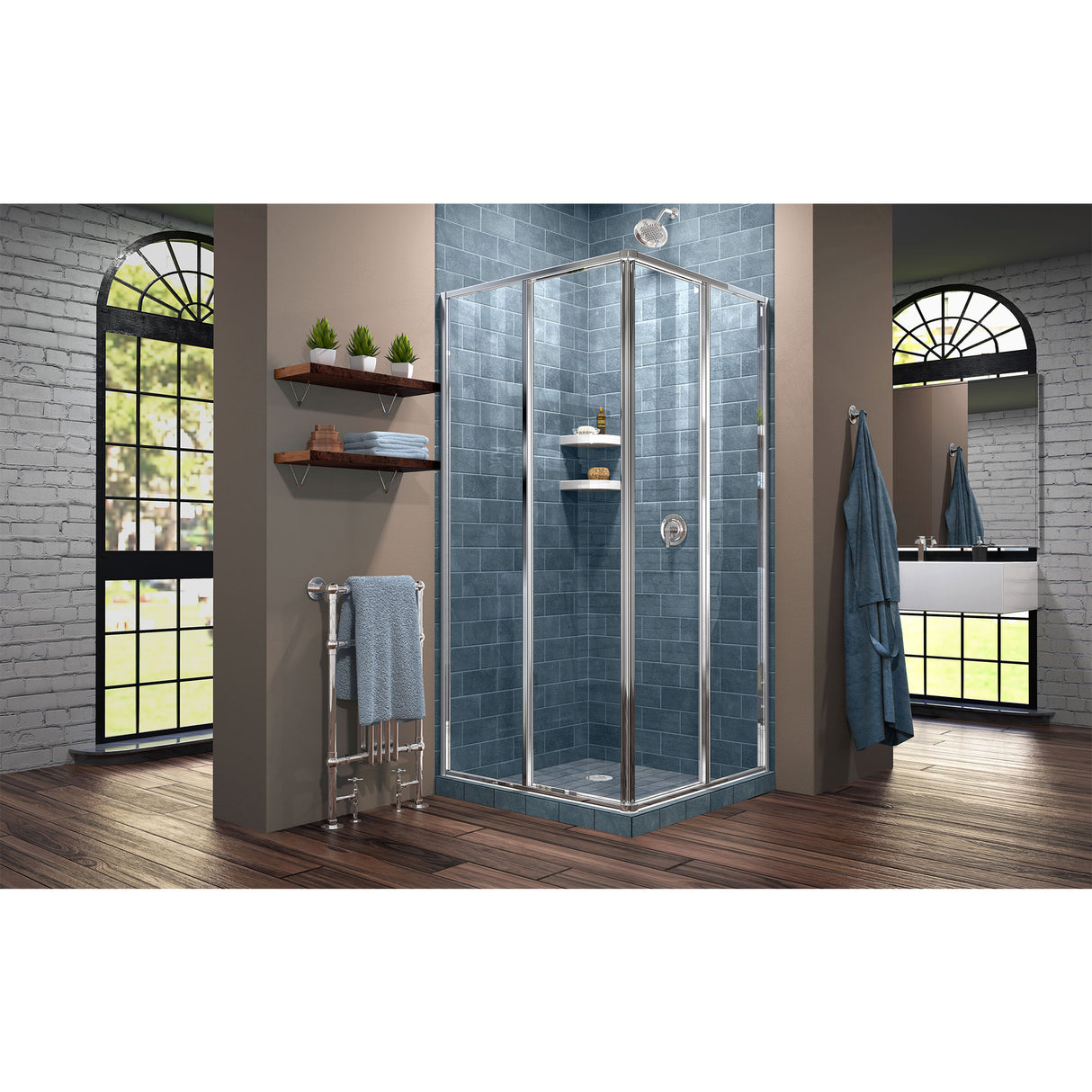 DreamLine Cornerview 34 1/2 in. D x 34 1/2 in. W x 72 in. H Framed Sliding Shower Enclosure in Chrome