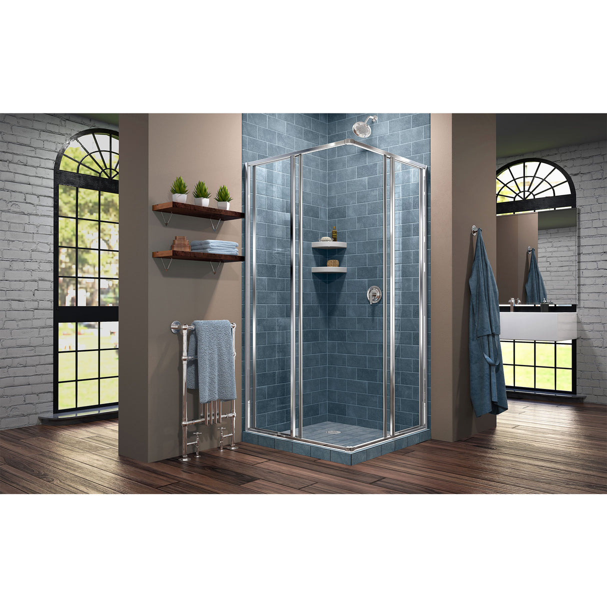 DreamLine Cornerview 40 1/2 in. D x 40 1/2 in. W x 72 in. H Framed Sliding Shower Enclosure in Chrome