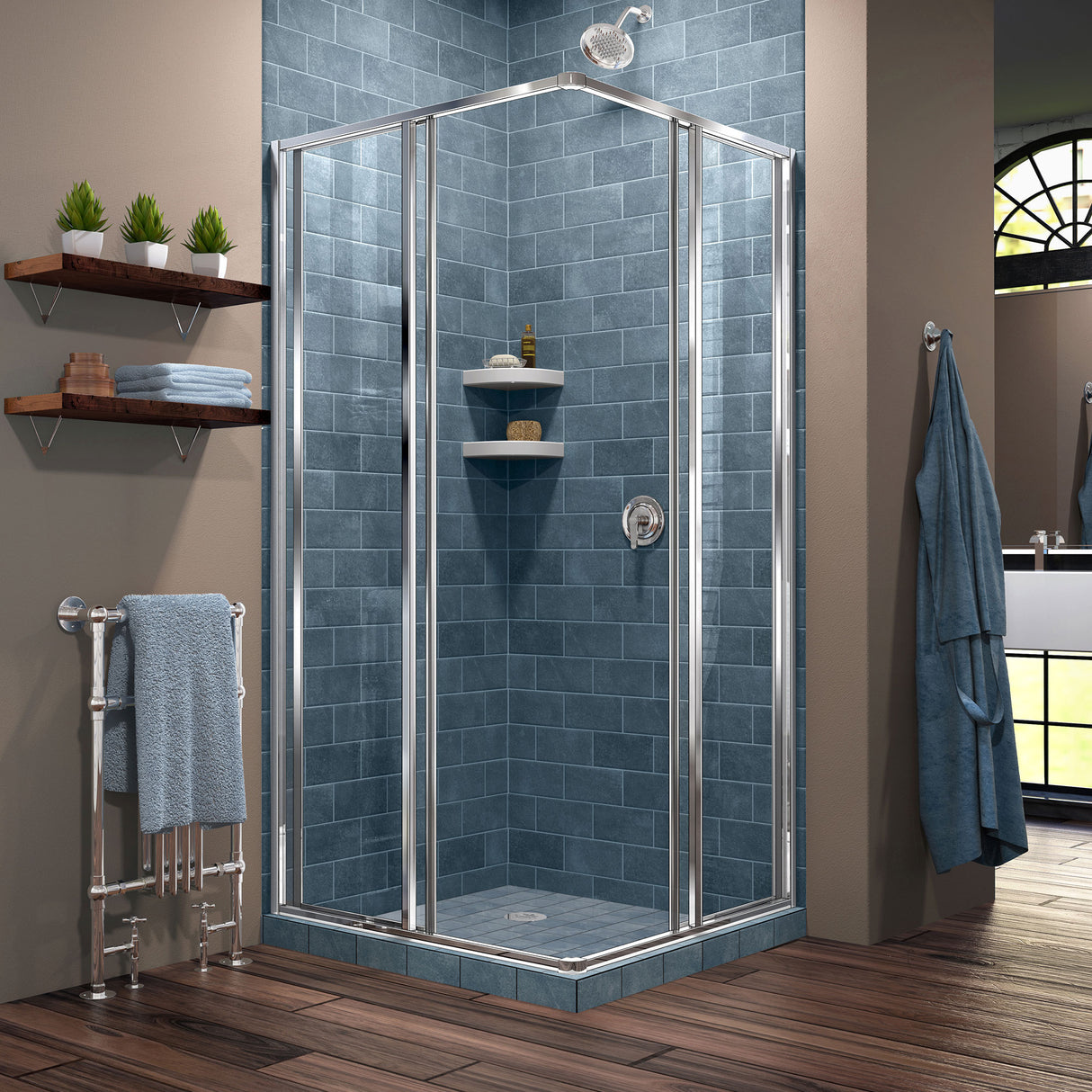 DreamLine Cornerview 40 1/2 in. D x 40 1/2 in. W x 72 in. H Framed Sliding Shower Enclosure in Chrome