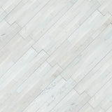 Cosmic white 3d wave ledger panel 6" x 24" honed marble wall tile LPNLMCOSWHI624-3DW product shot angle view