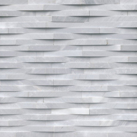 Cosmic gray 3d wave ledger panel 6"x24" honed marble wall tile LPNLMCOSGRY624-3DW product shot angle view