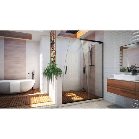 DreamLine Crest 58-60 in. W x 76 in. H Clear Glass Frameless Sliding Shower Door in Satin Black