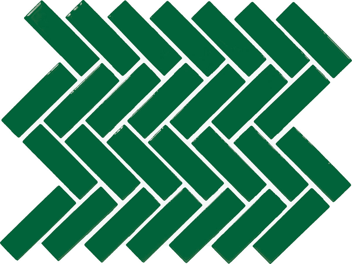 Daltile Color Wheel Mosaic Emerald Herringbone 1x3 Glossy Mosaic Tile