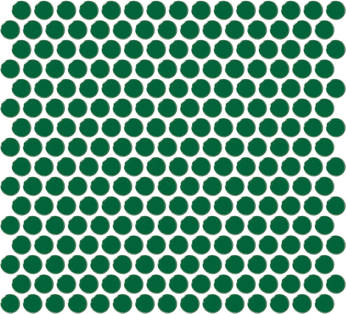 Daltile Color Wheel Mosaic Emerald Penny Rounds Glossy Mosaic Tile