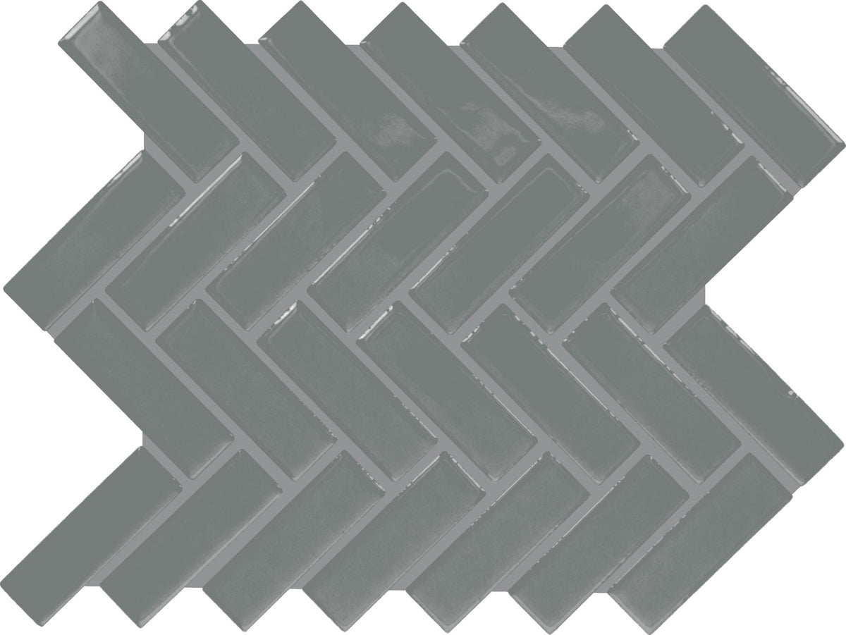 Daltile Color Wheel Mosaic Suede Gray Herringbone 1x3 Glossy Mosaic Tile