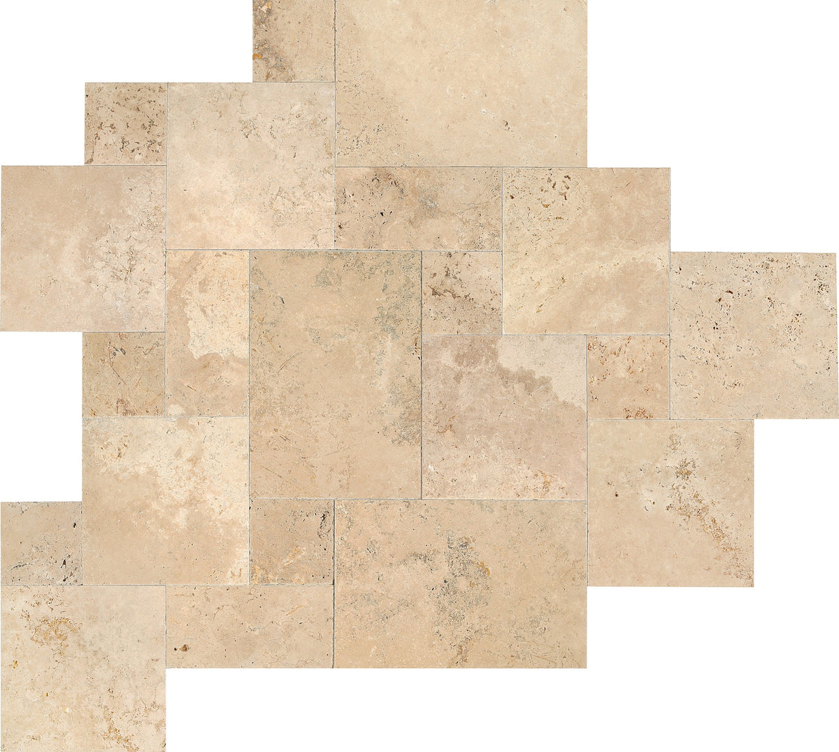 Daltile Travertine Mendocino Pattern Versaille Chiseled Brushed Stone Tile