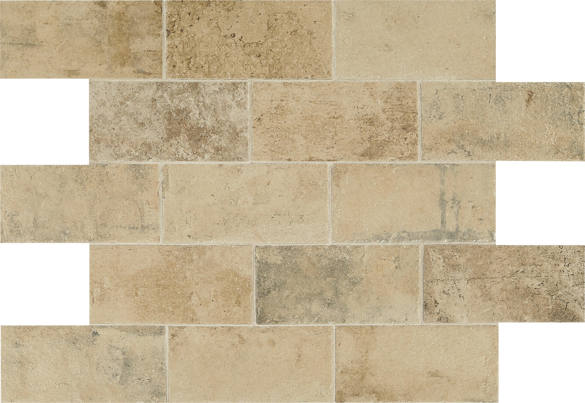 Daltile Brickwork Atrium Rectangle 2.25x8 Distressed Matte Floor Tile
