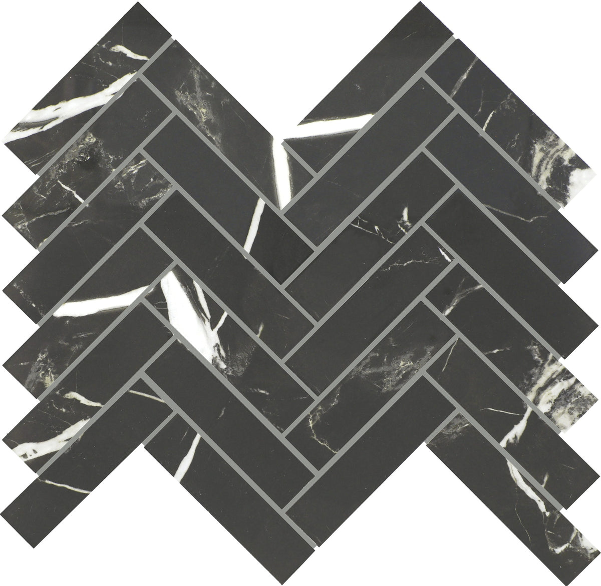 Daltile Platinum Carbon Herringbone 1x4 Polished Mosaic Tile