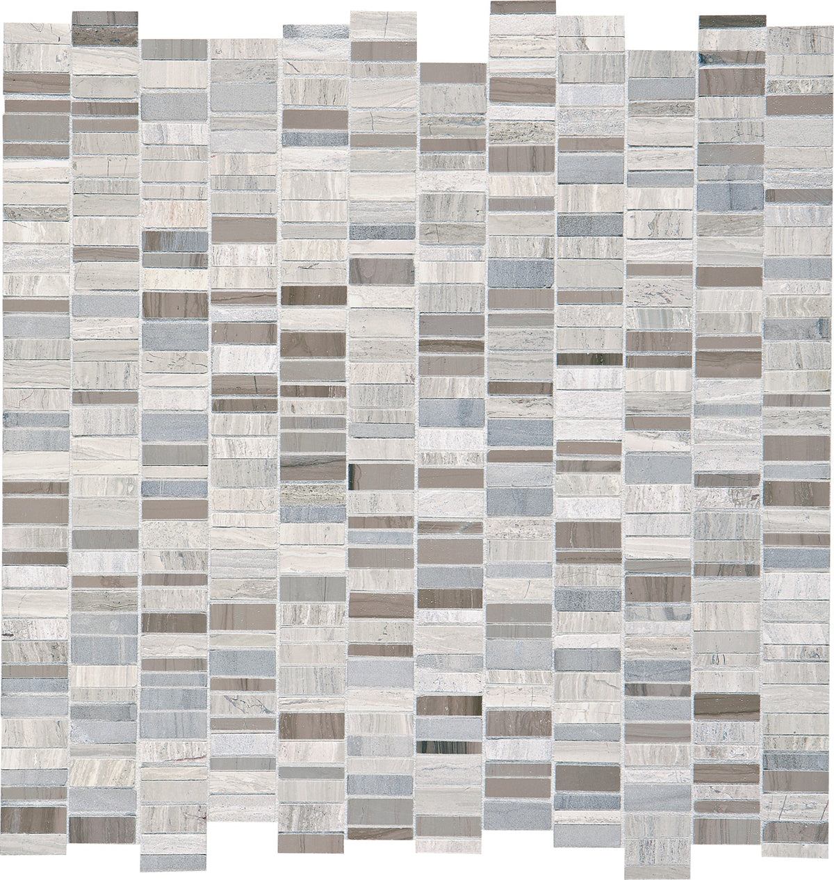 Daltile Decorative Accents Chenille White/Silver Screen Random Linear 1 Straight Edge Mix Mosaic Natural Stone Tile
