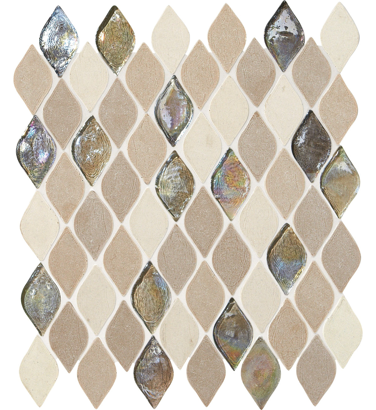 Daltile Decorative Accents Blanc Et Beige Raindrop 1x2 Straight Edge Mix Mosaic Natural Stone Tile