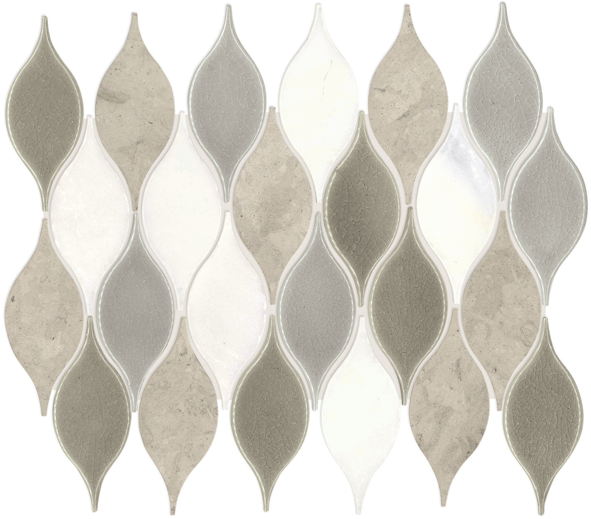 Daltile Decorative Accents Lumia Leaf Gray Leaf 2x3 Straight Edge Polished Mosaic Natural Stone Tile