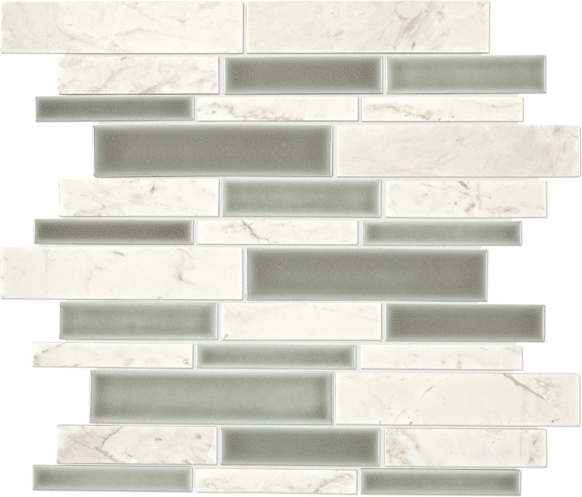 Daltile Raine Stratus White Blend Random Linear Straight Edge Polished Mosaic Natural Stone Tile