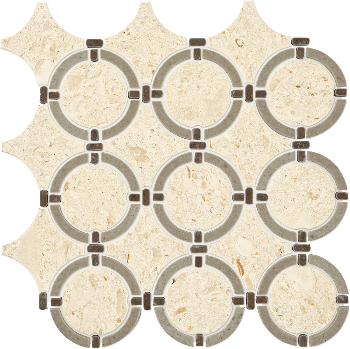 Daltile Raine Cumulus Grey Blend Linked Ring Straight Edge Honed Mosaic Natural Stone Tile