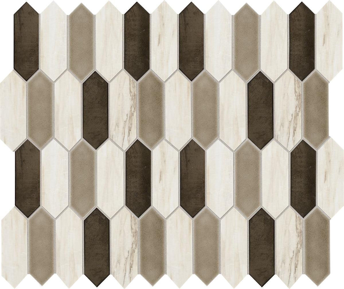 Daltile Fonte Pier White Blend Picket 2x6 Straight Edge Mix Mosaic Natural Stone Tile