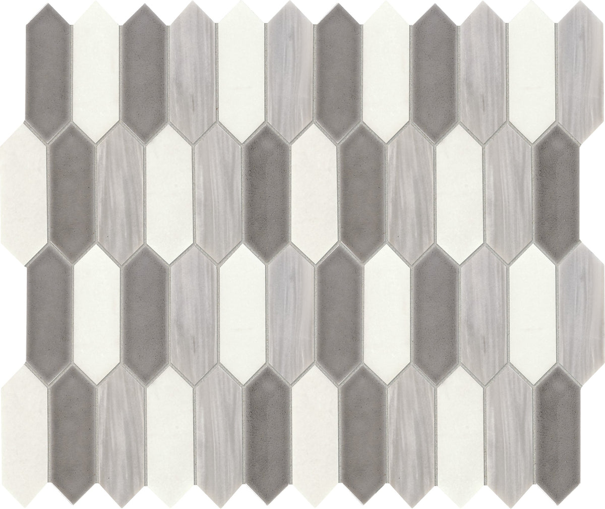 Daltile Fonte Nautical Grey Blend Picket 2x6 Straight Edge Mix Mosaic Natural Stone Tile