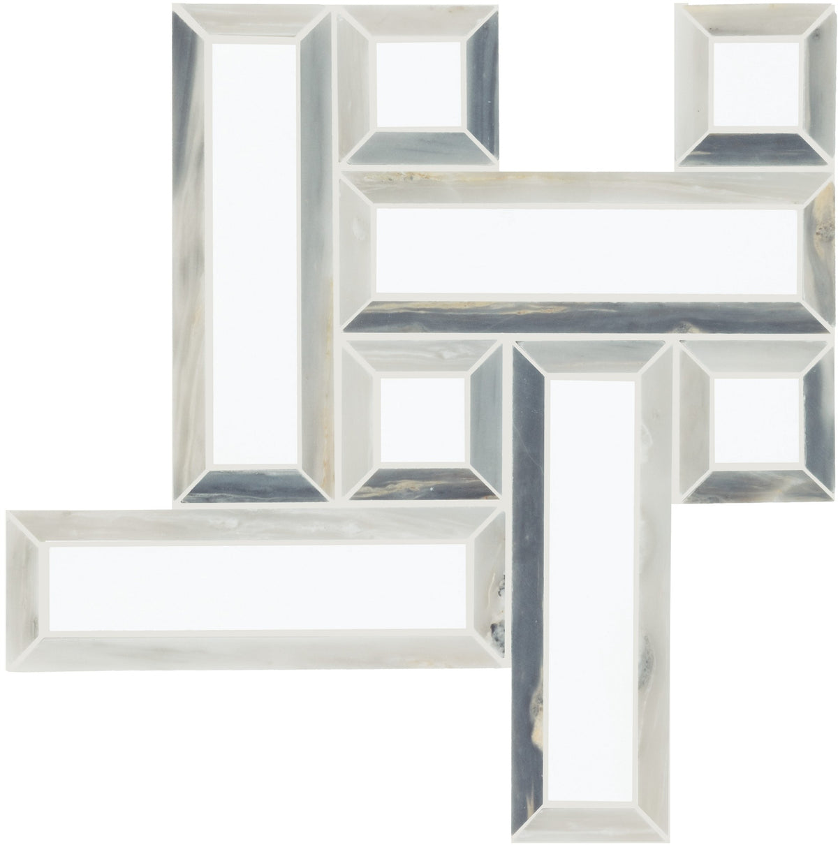 Daltile Gamma Azure Blend Basketweave 2 1/4 Polished Mosaic Natural Stone Tile
