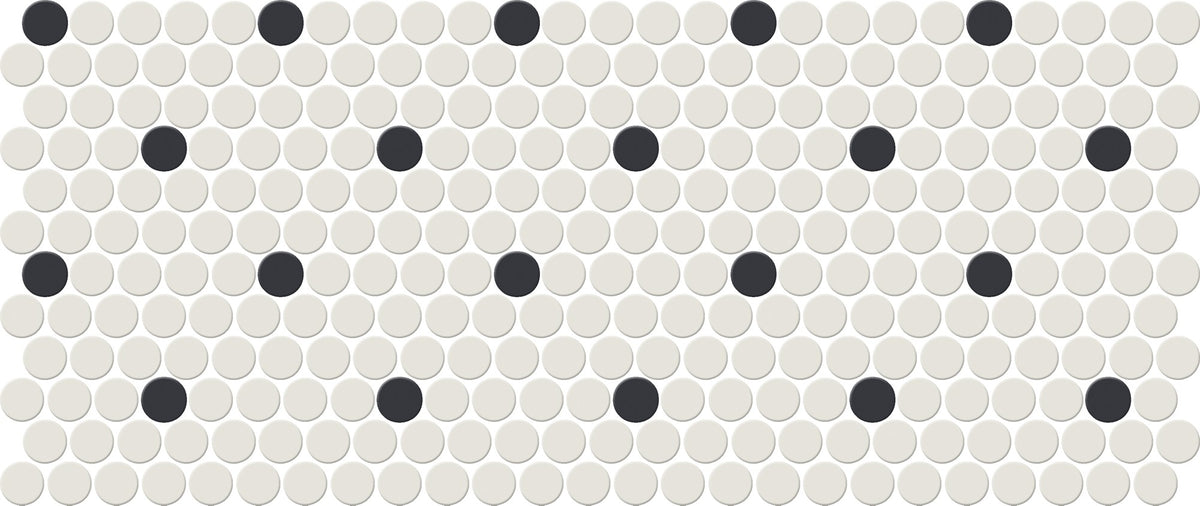 Daltile Keystones Arctic White/Black Penny Rounds Matte Mosaic Tile DK30PNYRDMS1P