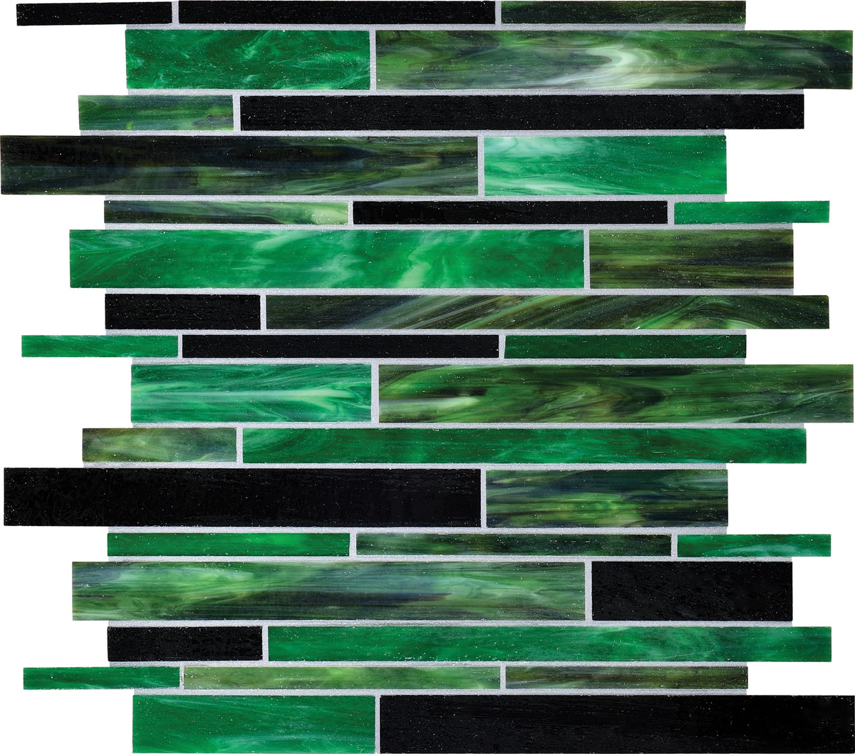 Daltile Serenade Emerald City Random Interlocking Glass Mosaic Tile