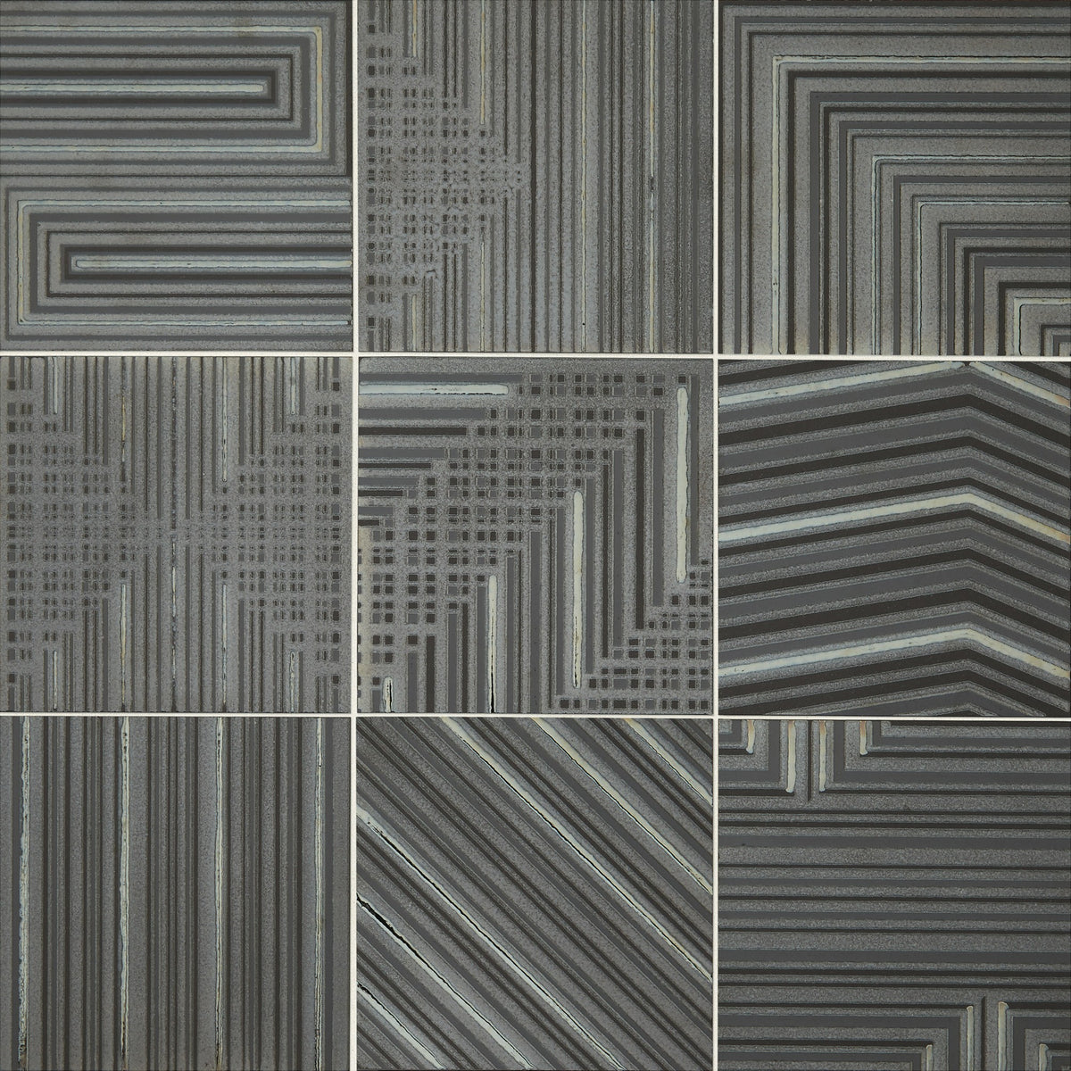Daltile Geometric Fusion Graphite Square 8x8 Mixed Floor Tile