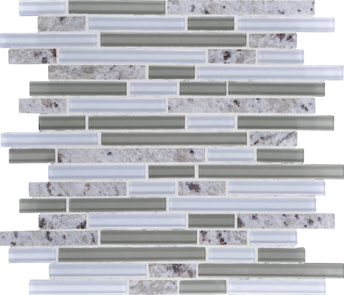 Daltile Granite Radiance Kashmir White Blend Random Linear 5/8 Mixed Mosaic Tile