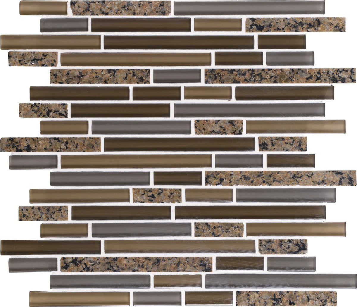 Daltile Granite Radiance Tropical Brown Blend Random Linear 5/8 Mixed Mosaic Tile