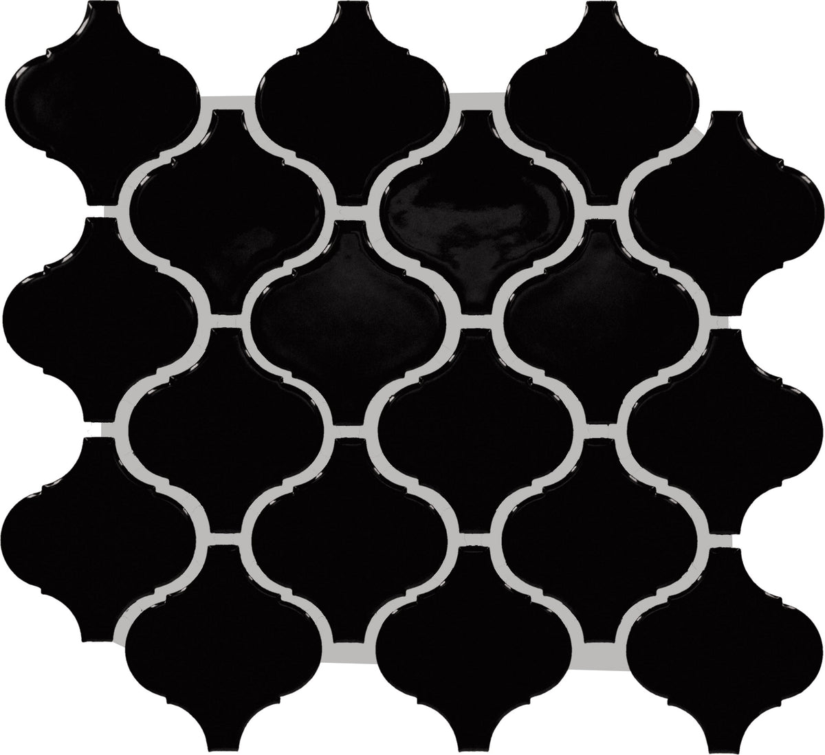 Daltile Color Wheel Retro Black Arabesque 3x3 Glossy Mosaic Tile
