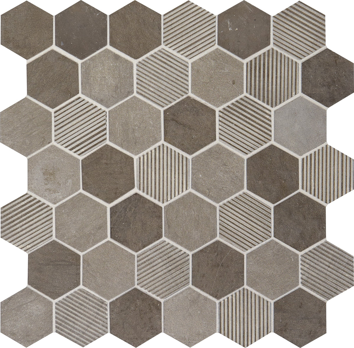 Daltile Limestone Moselle Gris Hexagon 2 Straight Edge Mix Mosaic Natural Stone Tile