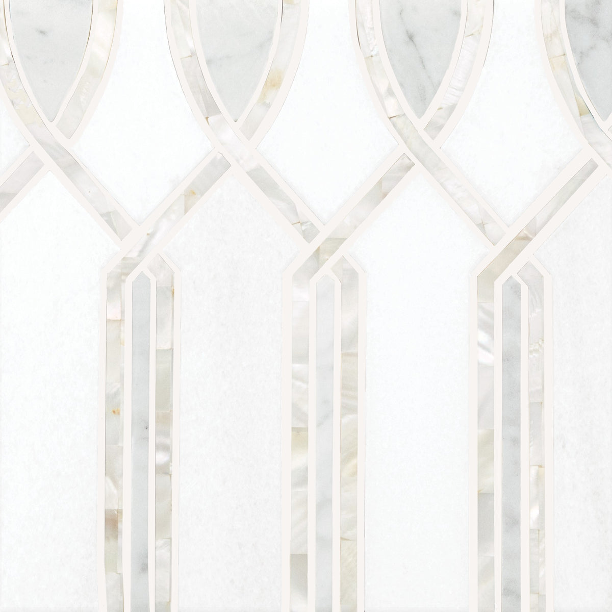 Daltile Lavaliere Carrara/Thassos/Mother Pearl Imaginare Straight Edge Polished Mosaic Natural Stone Tile