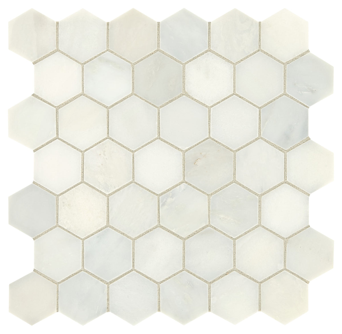 Daltile Marble First Snow Elegance Hexagon 2 Straight Edge Honed Mosaic Natural Stone Tile