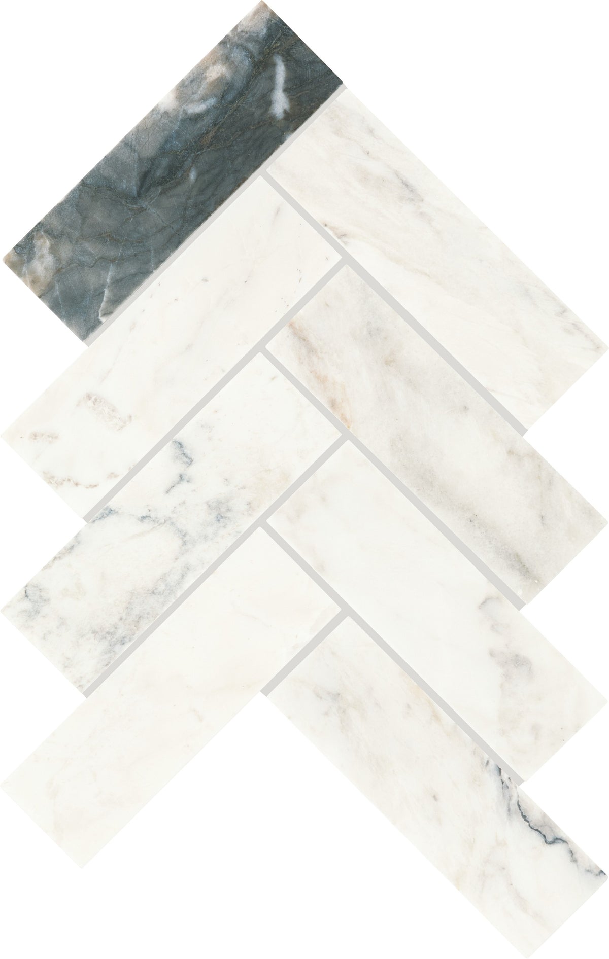 Daltile Gamma Illusive Herringbone 2x6 Polished Mosaic Natural Stone Tile